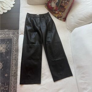 Aritzia Wilfred Black Leather Trousers